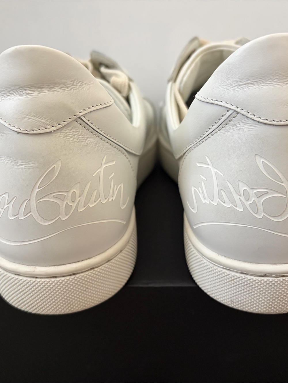 Christian Louboutin White Leather Signature Heel Sneakers